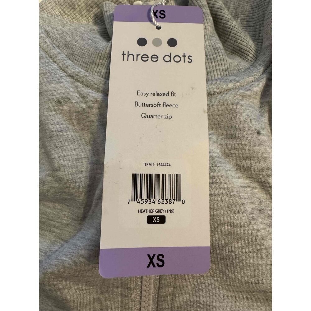 Three Dots Women’s Cozy Quarter Zip Lightweight Pullover in Heather Gray - 146XS - Picture 6 of 7